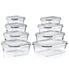 Sorbus Glass Food Storage Containers with Lids (16 Pcs)