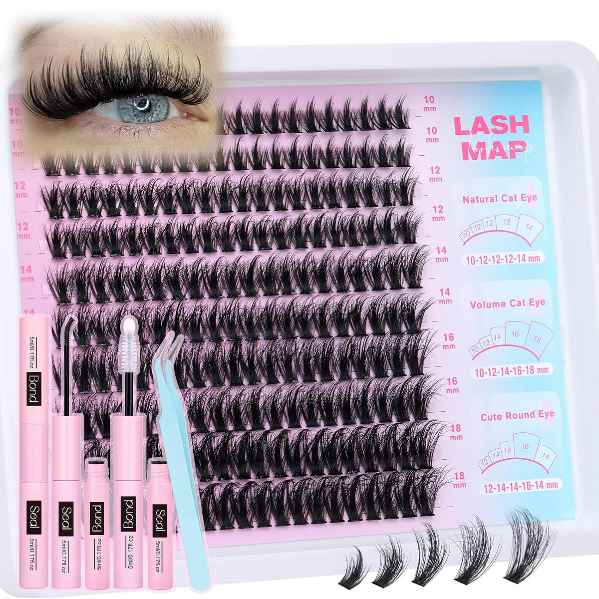 Short Lash Clusters 9-12mm Wispy Cluster Eyelash Extensions 160pcs Natural Individual Lashes Natural Look C Curly Thin Band Eyelashes Clusters by TOOCHUNAG
