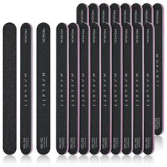 Makartt Mini Nail Files - 100/180 Grit Emery Boards for Nails, 50 Pcs Disposable Doubled Sided Coarse & Fine Bulk Manicure Kit Home Salon Use(Black White Pink Purple Brown)