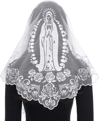 Bozidol Church Catholic Veils for Women, Triangle Virgin Mary Lace Mantilla Chapel Veil, Latin Mass Head Coverings with Clips