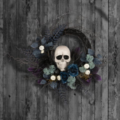 National Tree Company 24" Artificial Halloween Skull Half Wreath - 2 ft