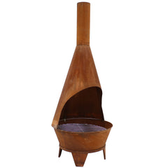 75-Inch Chiminea Wood-Burning Fire Pit Steel with Oxidized Finish