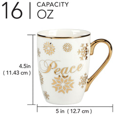 Certified International Christmas Glitter 16 oz. Gold Mugs, Set of 4