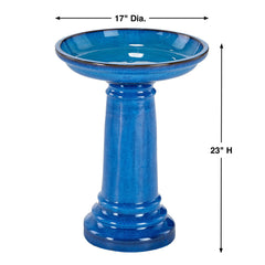 Aviatra Ceramic Traditional Birdbath- Blue