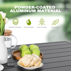 7-Piece Outdoor Dining Set with Textilene Stationary and Swivel Chairs