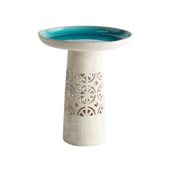 Aqua Crackle Glazed Ceramic Birdbath