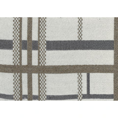 Modern Pouf Ottoman, Beige Gray Chunky Plaid Jacquard, 16 Inch Square