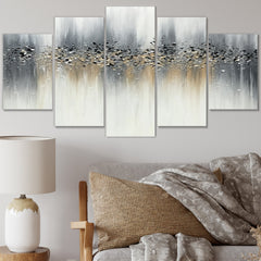 Designart " Gentle Gray Serenity" Abstract Multipanel Canvas Art Print set