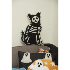 Cat Skeleton Shaped Hooked Throw Pillow 18" x 18"