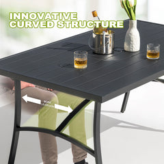 7-Piece Outdoor Dining Set with Textilene Stationary and Swivel Chairs