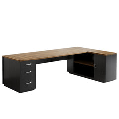 86'' L-Shaped Corner Executive Desk with File Drawers for Home Office