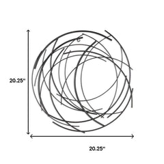 HomeRoots 20" X 20" Black Abstract Metal Circle Hanging Dimensional Sculpture